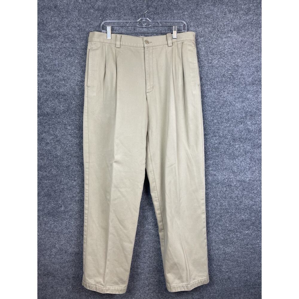 Eddie Bauer Flannel Lined Pants Men's 34x34 Tan Khaki Straight Relaxed Fit